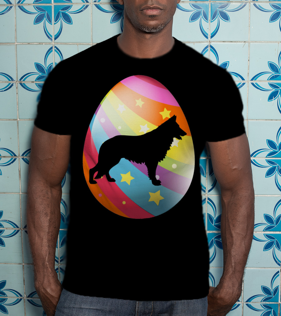 German Shepherd Rainbow Stars Easter Egg T-Shirt