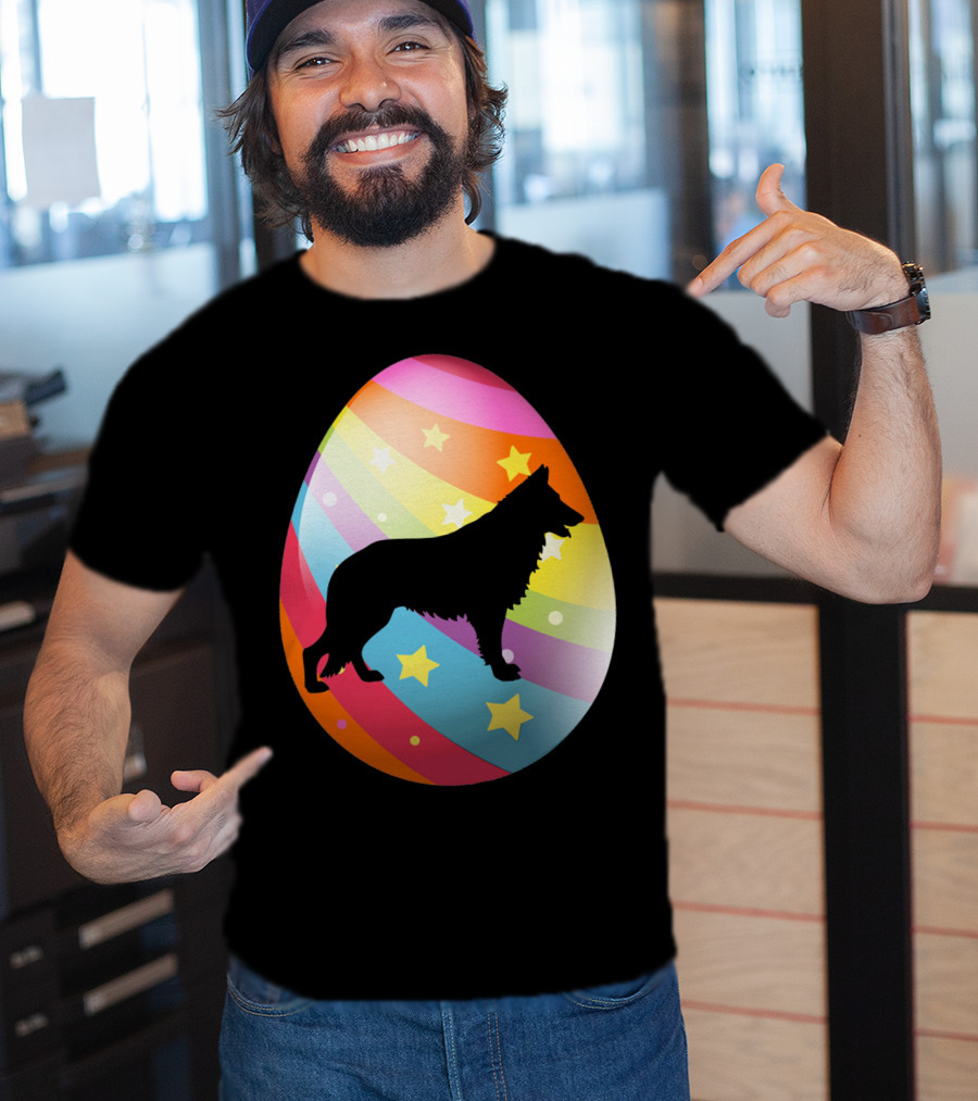 German Shepherd Rainbow Stars Easter Egg T-Shirt