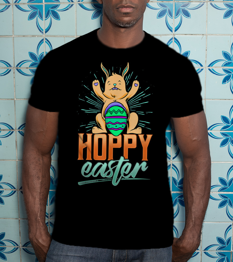 Hoppy Easter Cute Bunny With Easter Egg T-Shirt