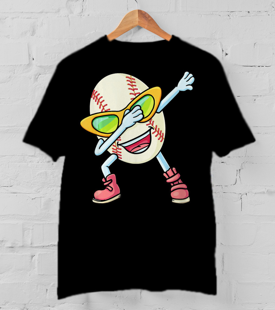 Funny Dabbing Baseball Easter Egg Cartoon T-Shirt