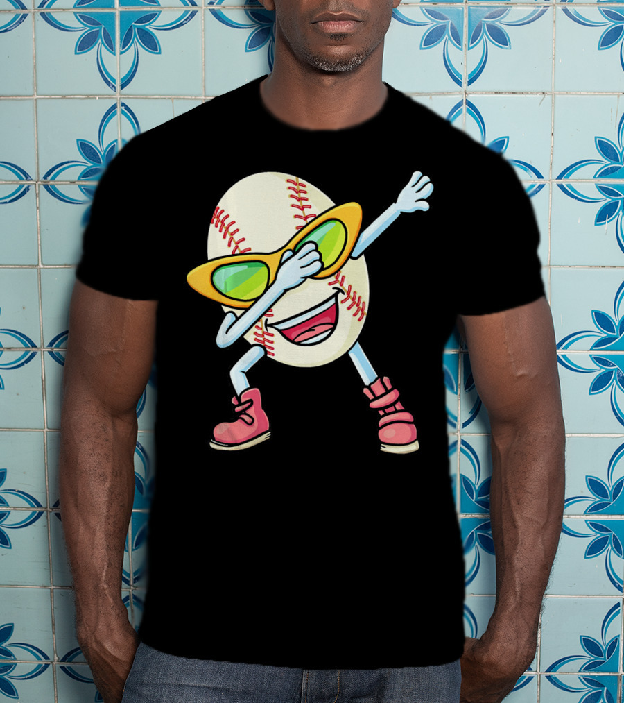 Funny Dabbing Baseball Easter Egg Cartoon T-Shirt