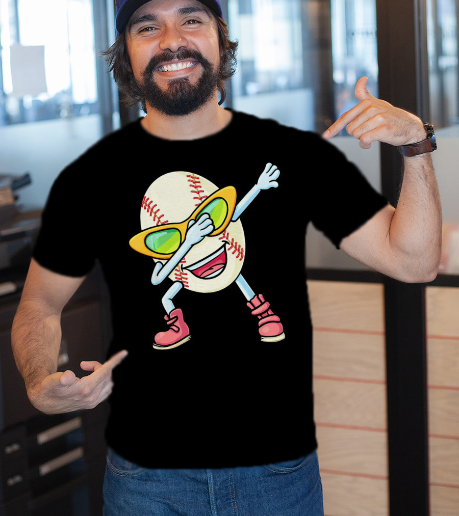 Funny Dabbing Baseball Easter Egg Cartoon T-Shirt