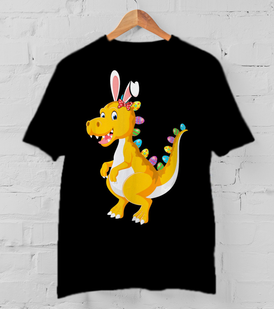 Dinosaur Rex With Bunny Ears And Easter Eggs T-Shirt