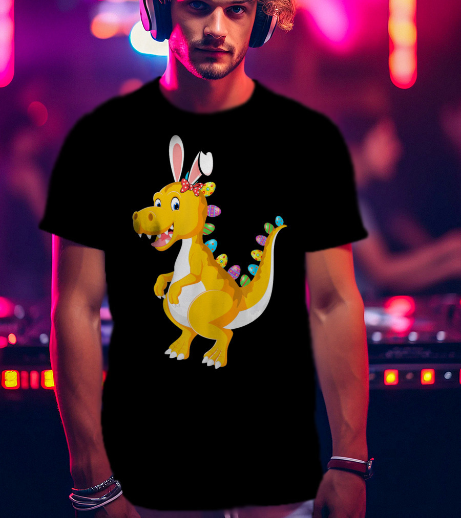 Dinosaur Rex With Bunny Ears And Easter Eggs T-Shirt