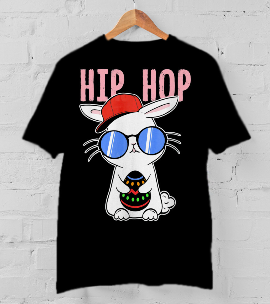 Cool Hip Hop Easter Bunny With Eggs In Sunglasses And Cap T-Shirt