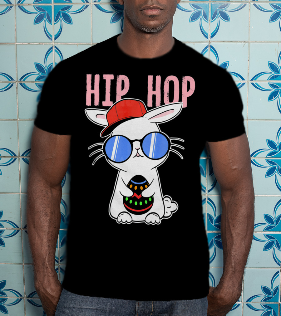 Cool Hip Hop Easter Bunny With Eggs In Sunglasses And Cap T-Shirt