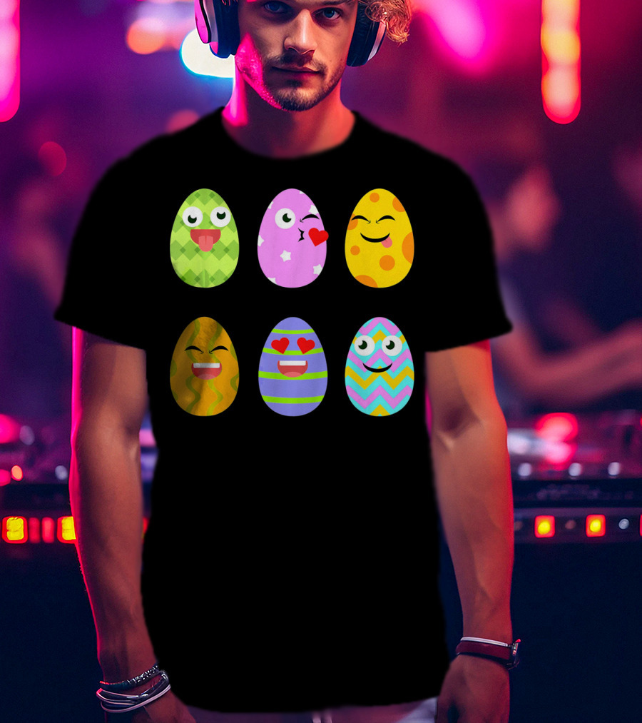 FUNNY EASTER EGG Emoticons Colorful Expressions Collection T-Shirt