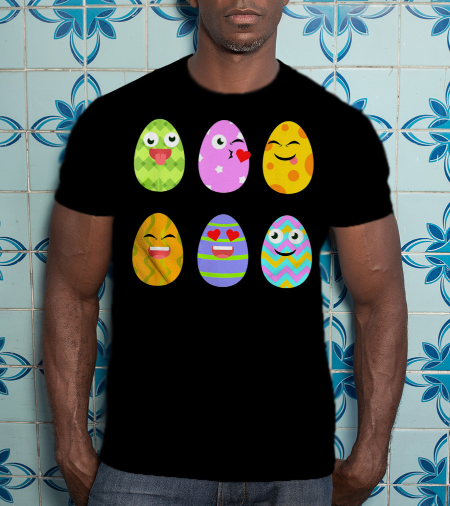 FUNNY EASTER EGG Emoticons Colorful Expressions Collection T-Shirt