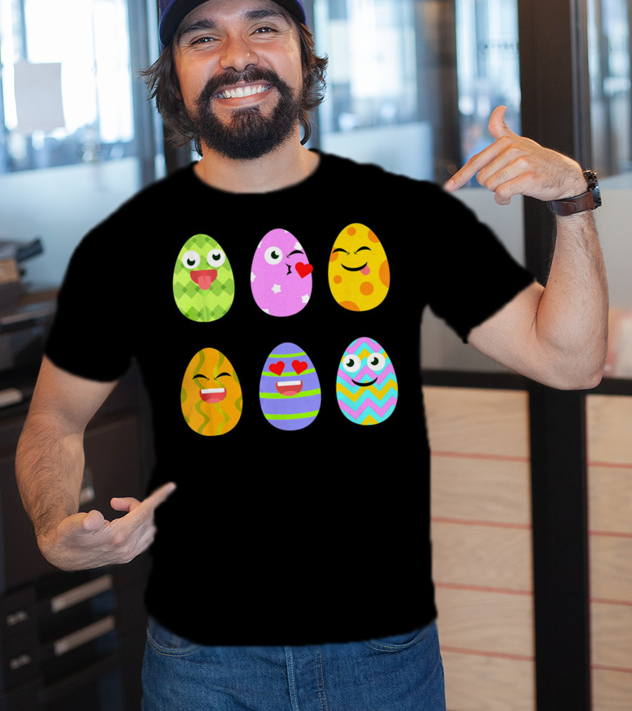 FUNNY EASTER EGG Emoticons Colorful Expressions Collection T-Shirt