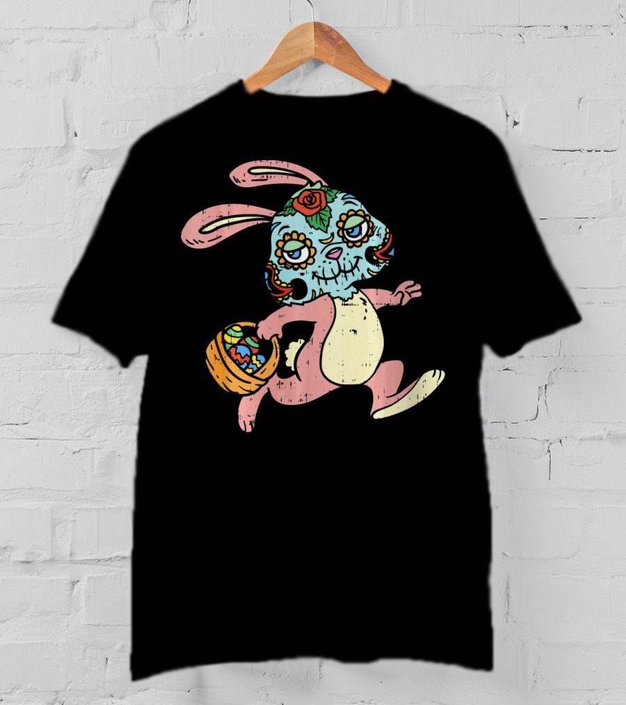 Easter Bunny Sugar Skull Calavera Dia De Los Muertos T-Shirt