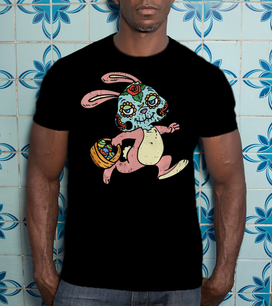 Easter Bunny Sugar Skull Calavera Dia De Los Muertos T-Shirt