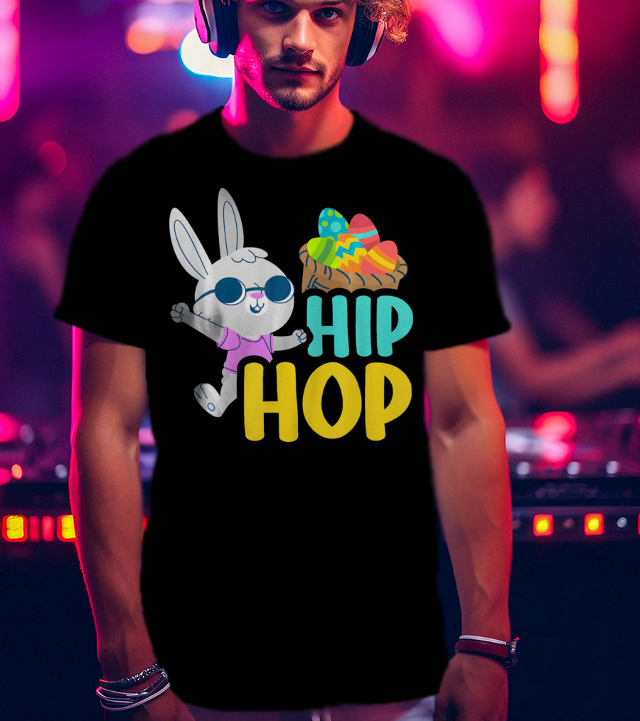 Hip Hop Bunny With Sunglasses And Easter Egg Basket T-Shirt