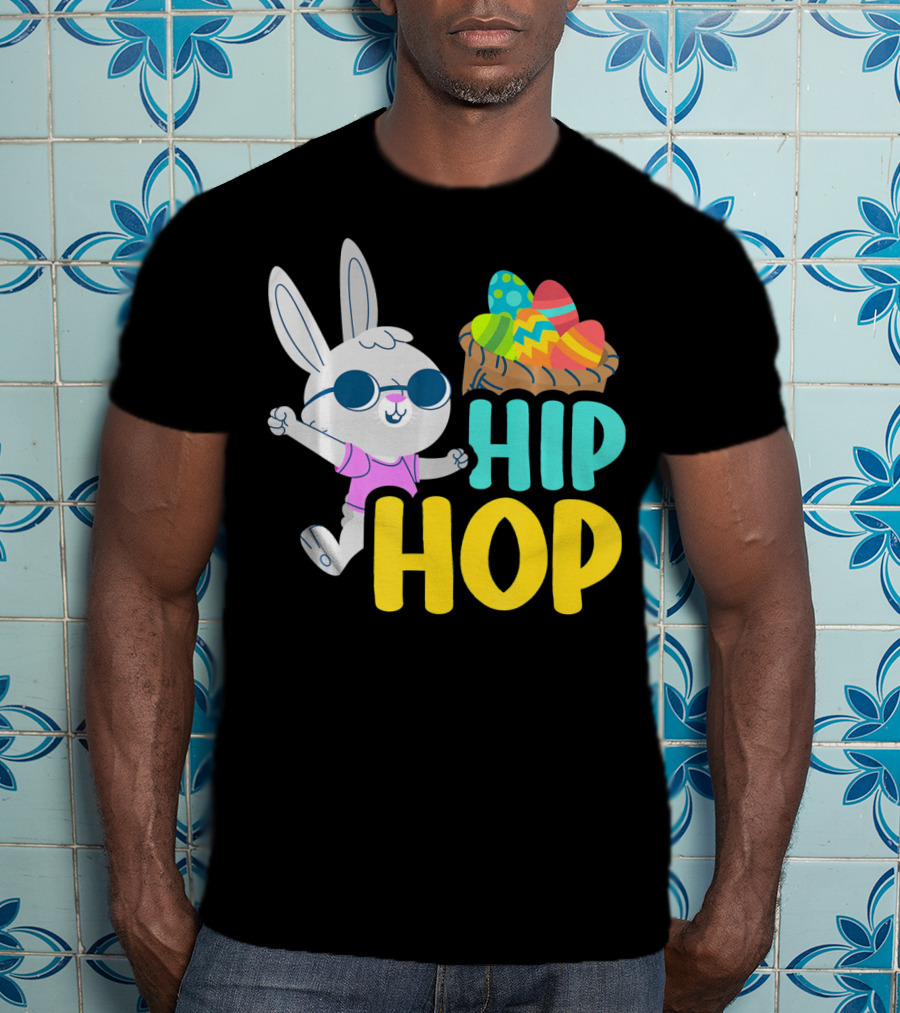 Hip Hop Bunny With Sunglasses And Easter Egg Basket T-Shirt