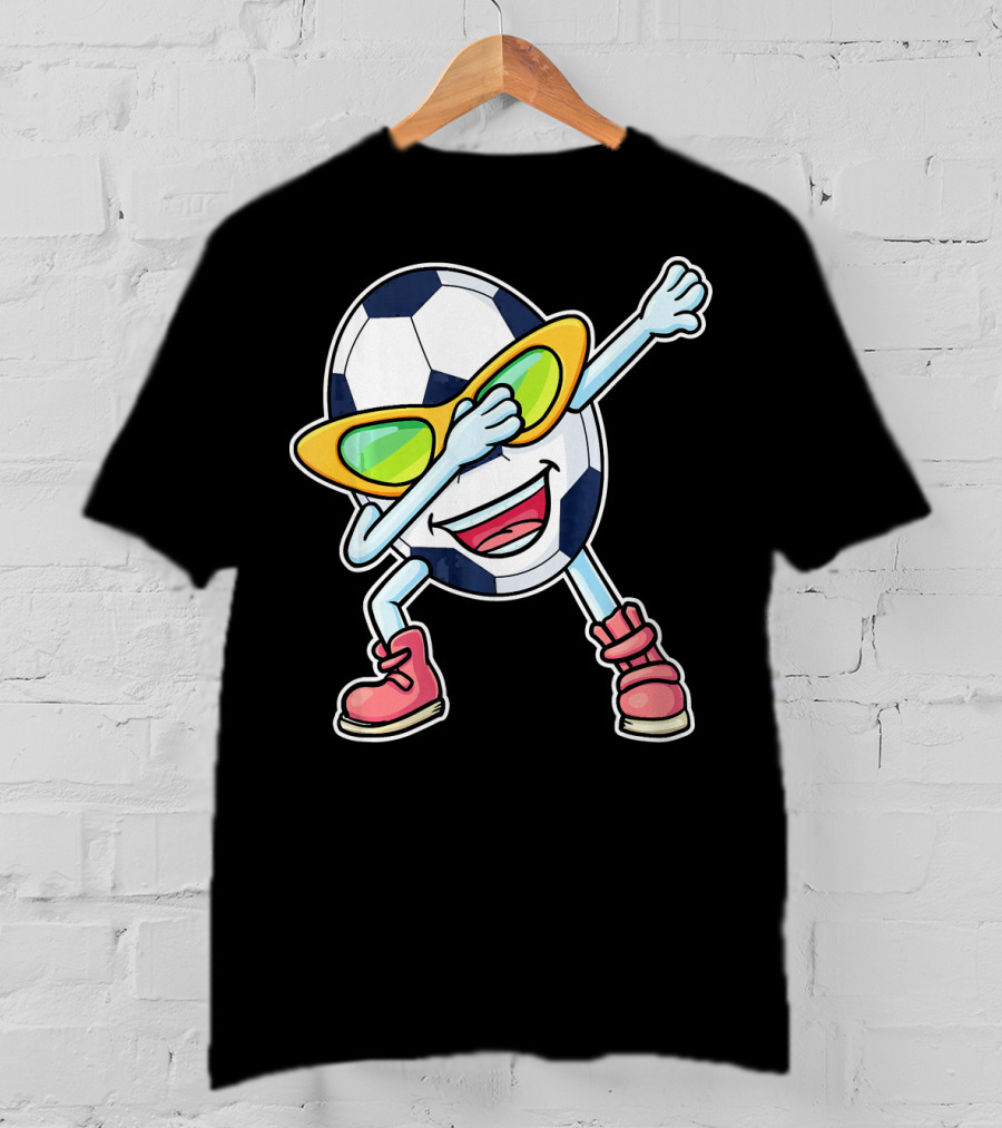 Dabbing Soccer Ball Easter Egg Cartoon With Sunglasses T-Shirt