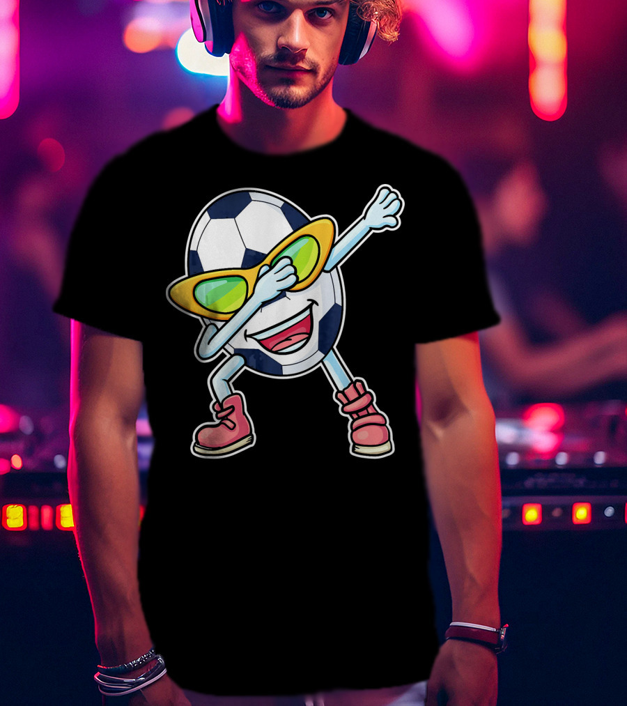 Dabbing Soccer Ball Easter Egg Cartoon With Sunglasses T-Shirt