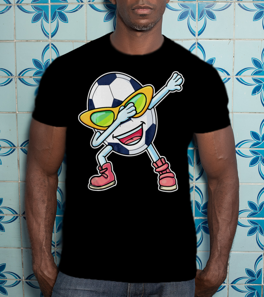 Dabbing Soccer Ball Easter Egg Cartoon With Sunglasses T-Shirt