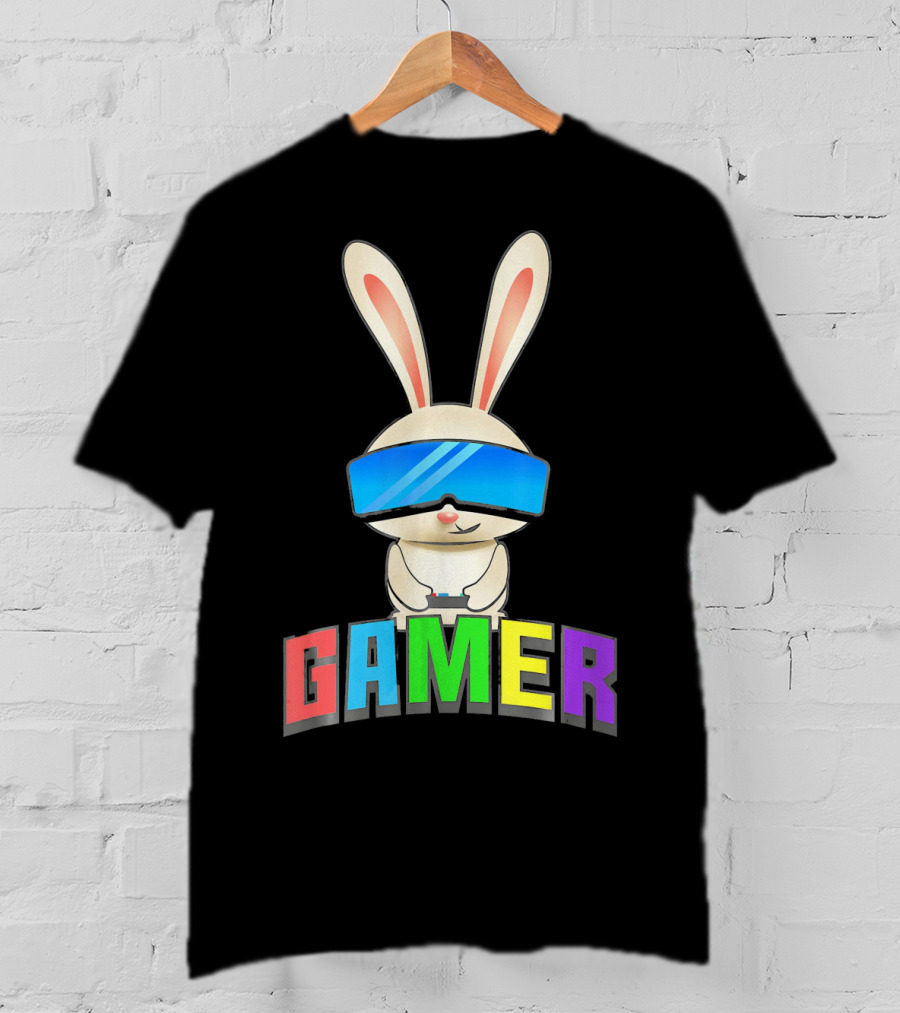 Gamer Easter Bunny With VR Headset And Controller T-Shirt