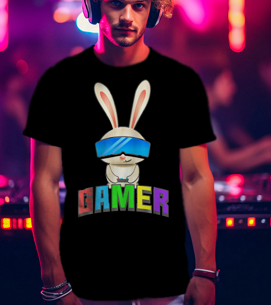 Gamer Easter Bunny With VR Headset And Controller T-Shirt