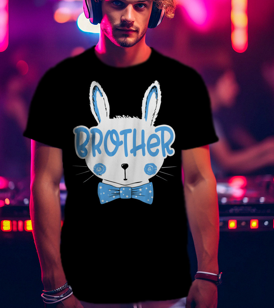 Brother Blue Easter Bunny Star Bowtie T-Shirt