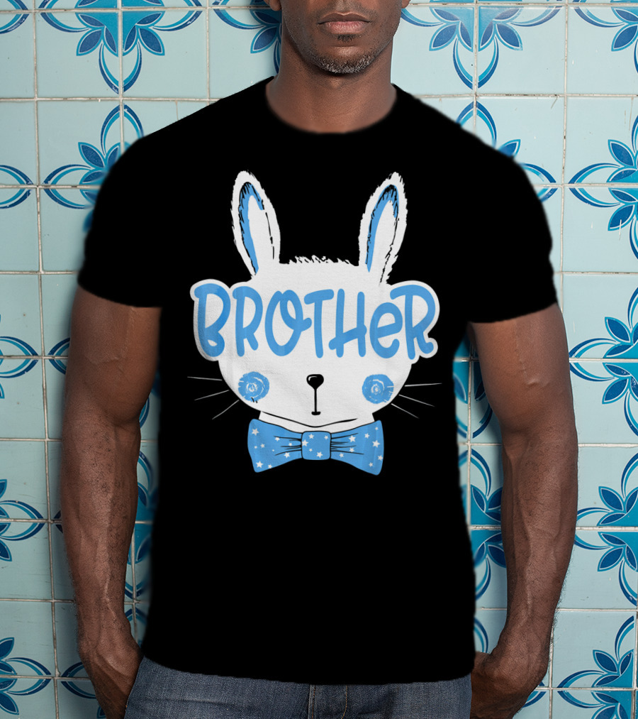 Brother Blue Easter Bunny Star Bowtie T-Shirt