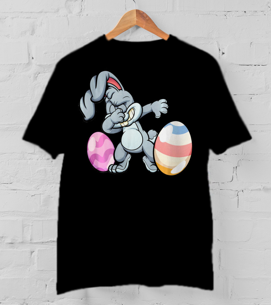 Hilarious Dabbing Easter Bunny Rabbit With Colorful Easter Eggs T-Shirt