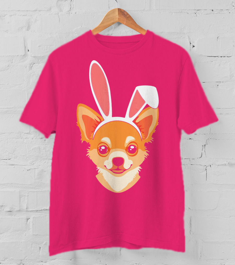 Easter Joy Chihuahua With Bunny Ears Cartoon T-Shirt
