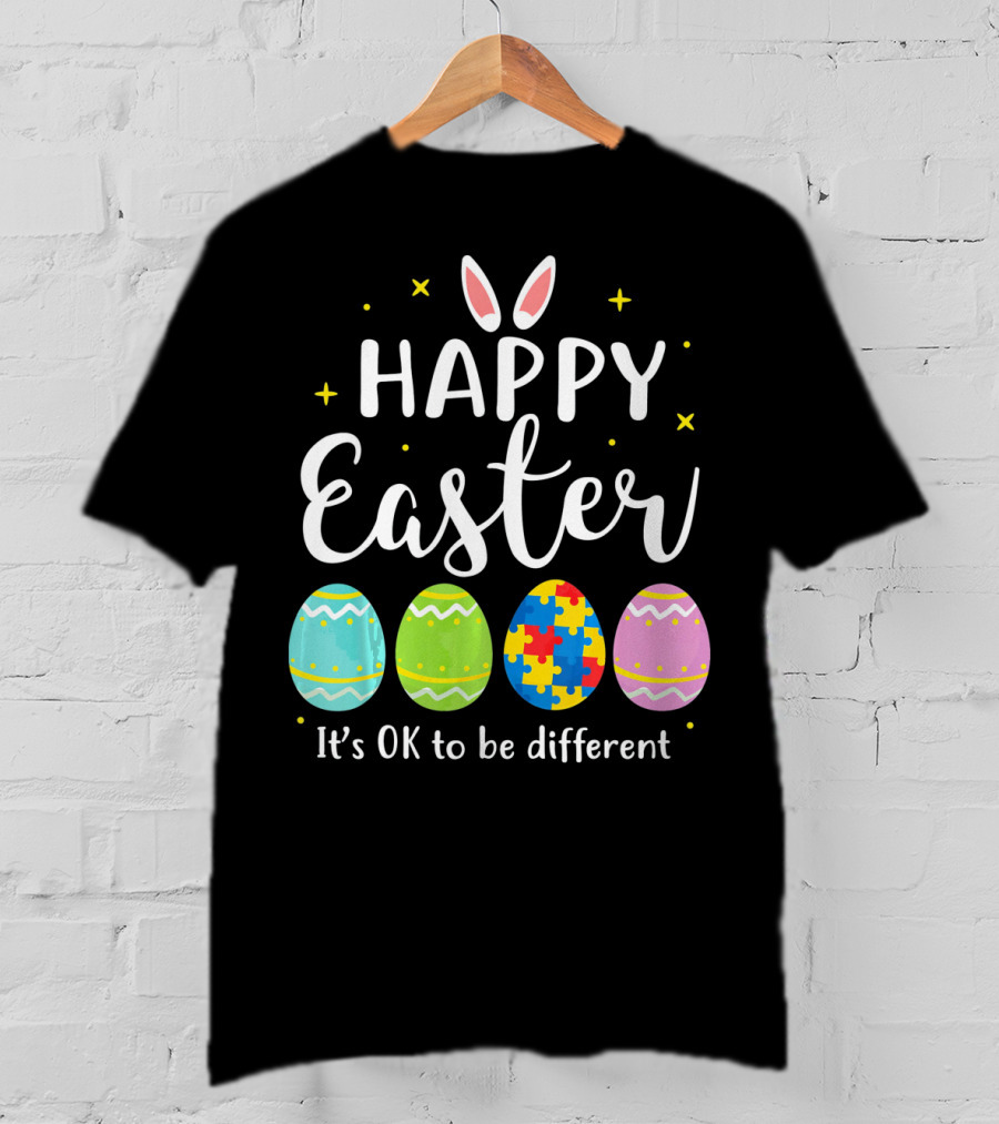 Happy Easter Bunny Puzzle Egg It's OK To Be Different T-Shirt