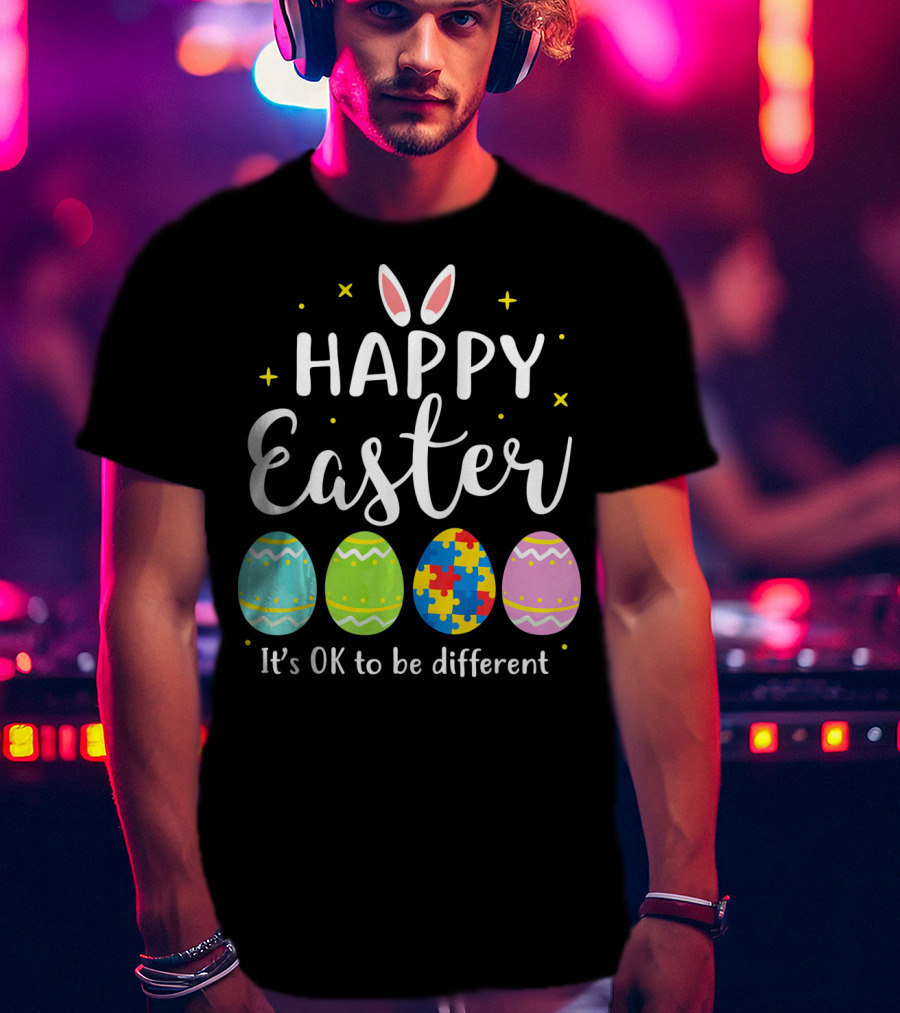 Happy Easter Bunny Puzzle Egg It's OK To Be Different T-Shirt