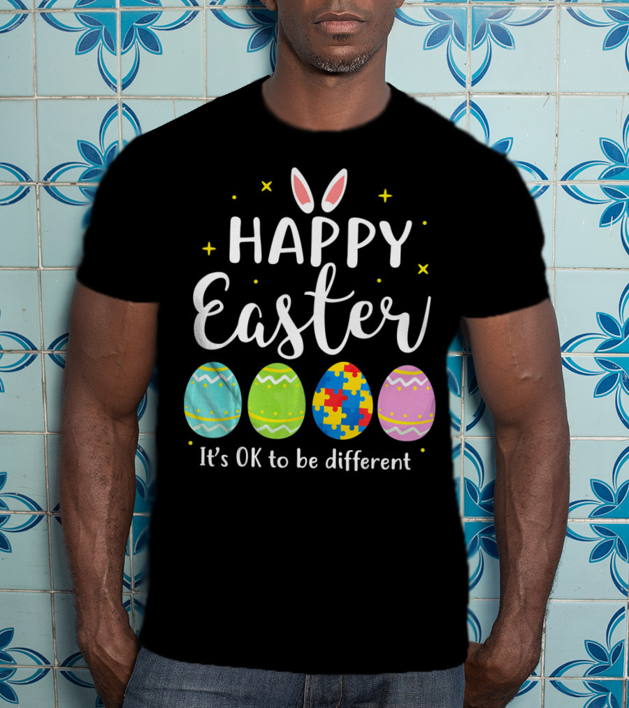 Happy Easter Bunny Puzzle Egg It's OK To Be Different T-Shirt