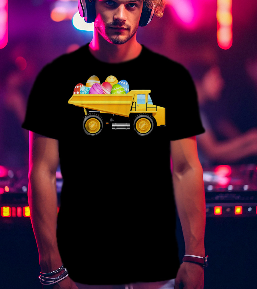 Dump Truck Carrying Colorful Easter Eggs T-Shirt