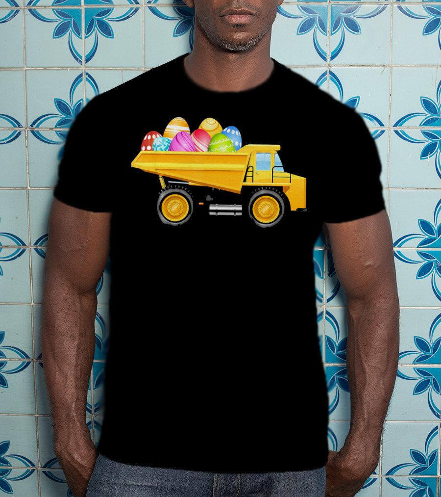 Dump Truck Carrying Colorful Easter Eggs T-Shirt