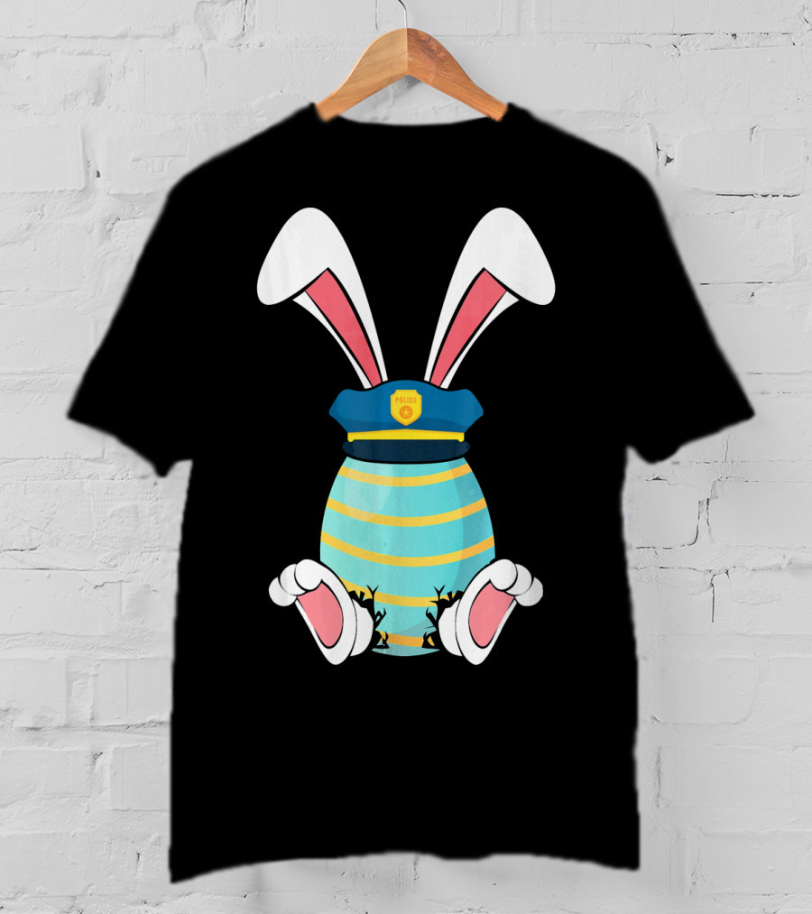 Bunny Easter Egg With Police Hat And Bunny Ears T-Shirt