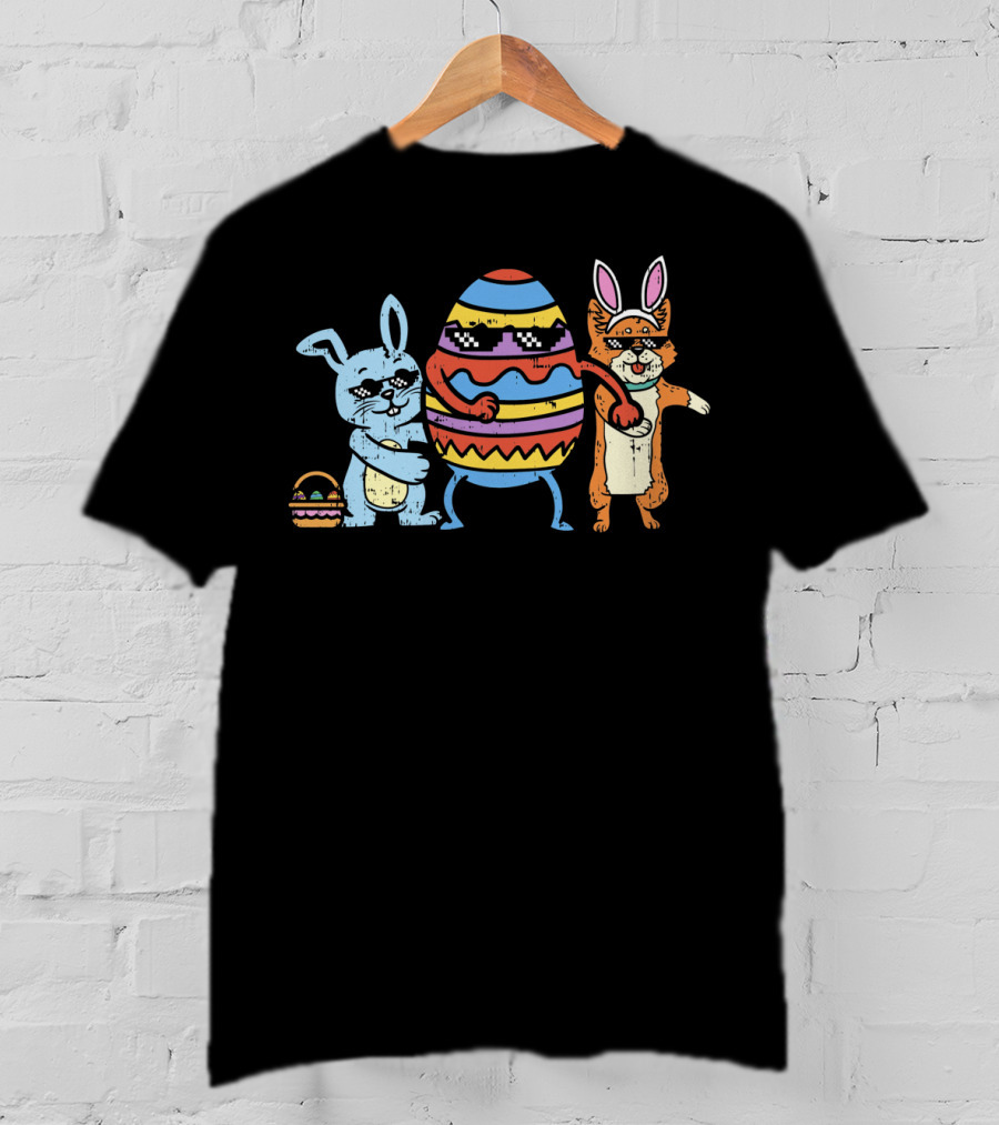 Flossing Easter Crew Bunnies Dancing With Egg T-Shirt