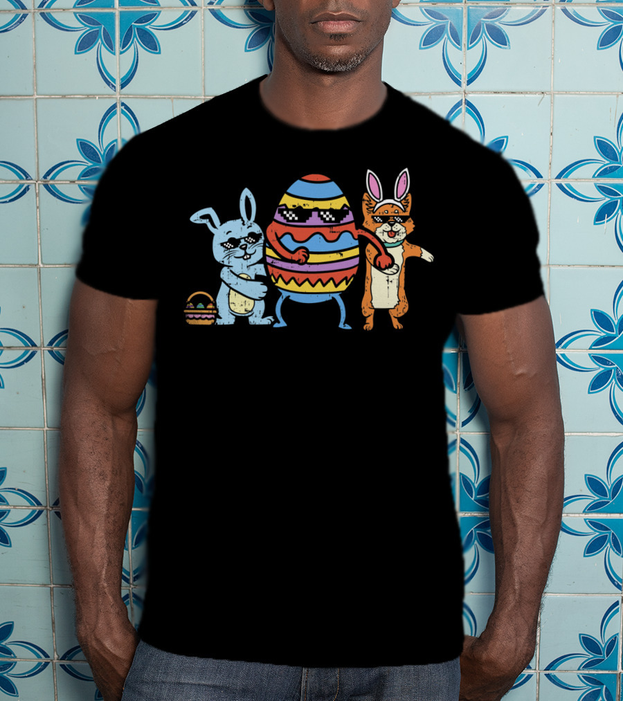 Flossing Easter Crew Bunnies Dancing With Egg T-Shirt