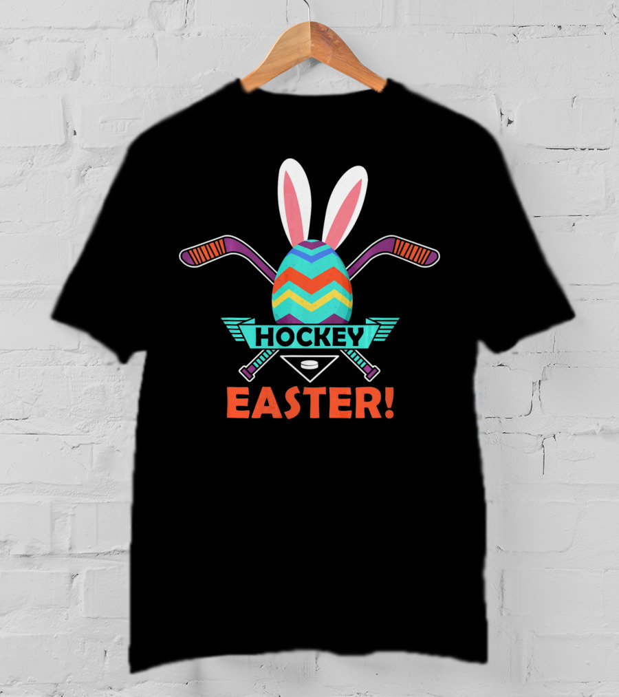 Hockey Easter Egg Bunny Boys Girl Easter T-Shirt