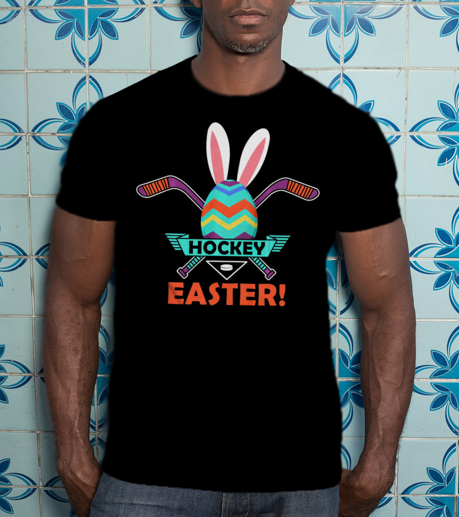 Hockey Easter Egg Bunny Boys Girl Easter T-Shirt