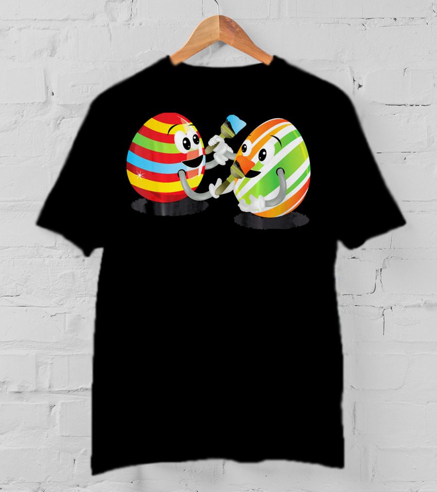 Egg Painting Funny Easter Coloring Activity With Striped Cartoon Eggs T-Shirt