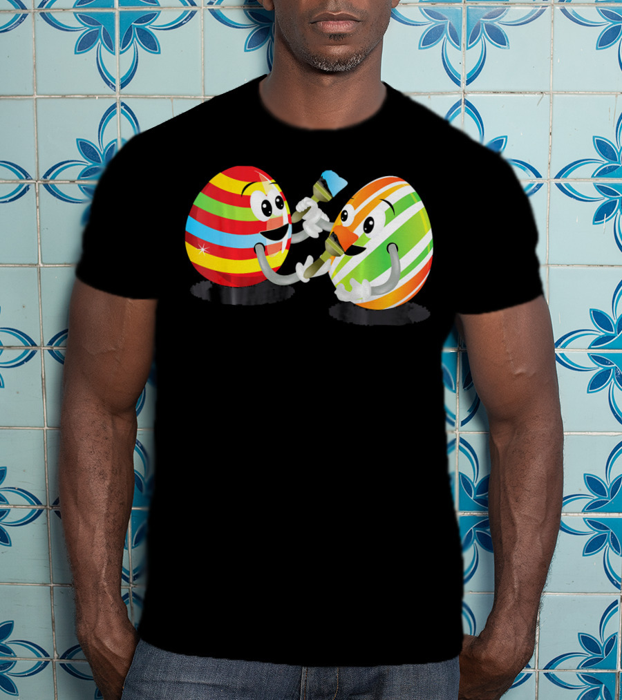 Egg Painting Funny Easter Coloring Activity With Striped Cartoon Eggs T-Shirt
