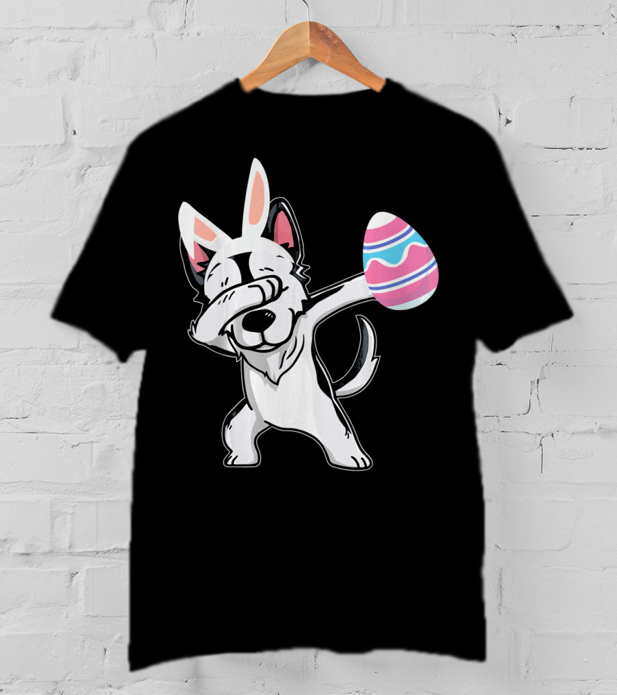 Easter Bunny Ears Dabbing Husky With Colorful Egg T-Shirt