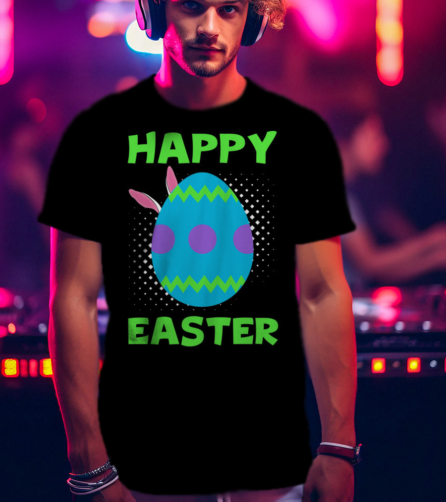 Happy Easter Colorful Egg Bunny Ears T-Shirt
