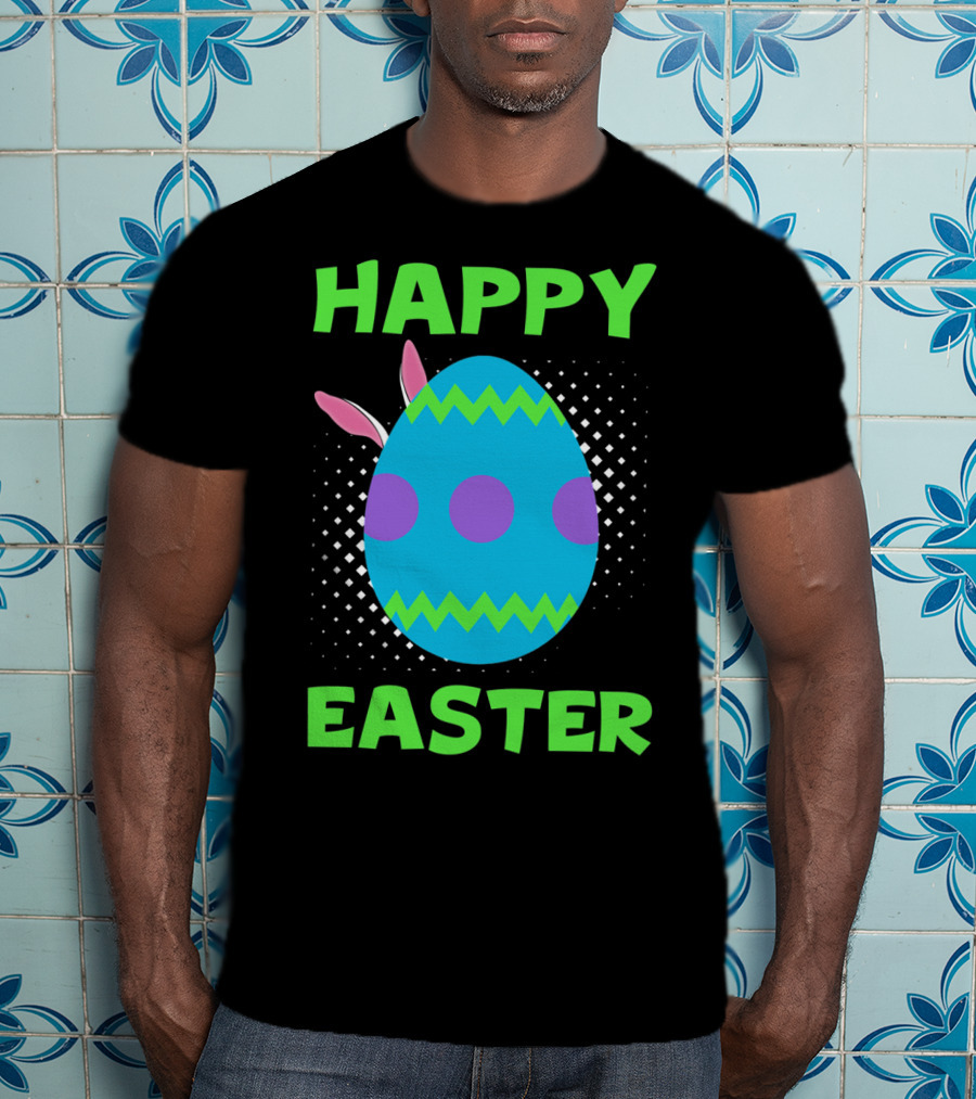 Happy Easter Colorful Egg Bunny Ears T-Shirt
