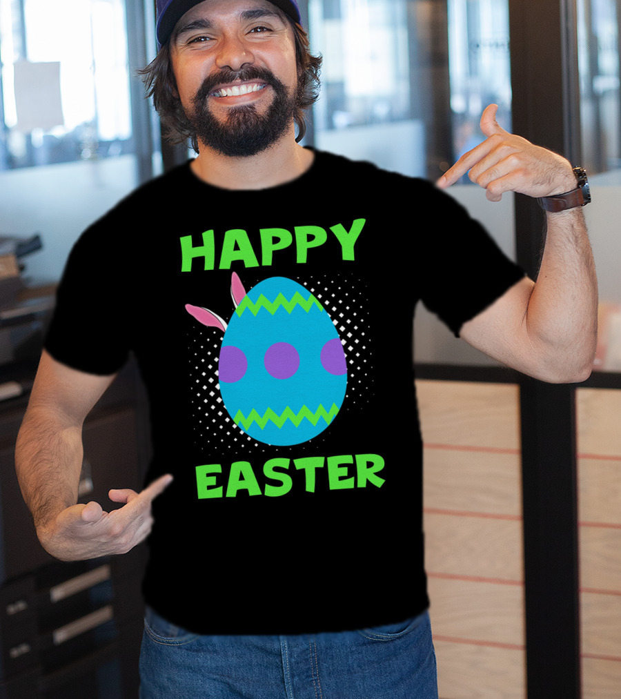 Happy Easter Colorful Egg Bunny Ears T-Shirt