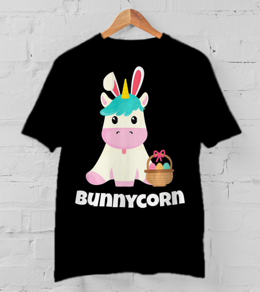 Bunnycorn Easter Unicorn With Bunny Ears And Basket T-Shirt
