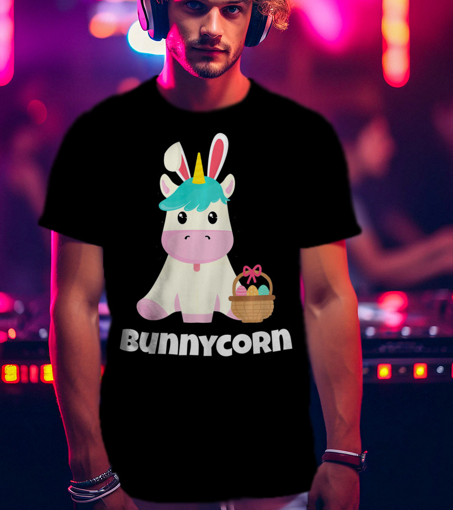 Bunnycorn Easter Unicorn With Bunny Ears And Basket T-Shirt