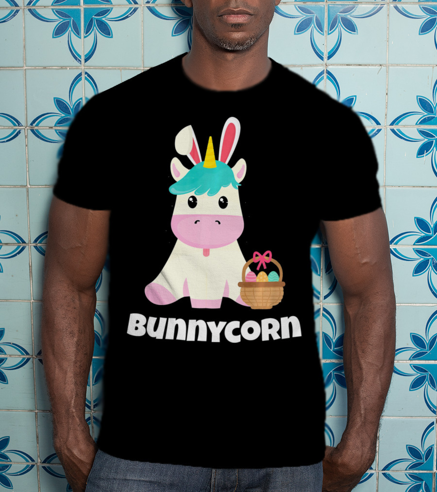 Bunnycorn Easter Unicorn With Bunny Ears And Basket T-Shirt