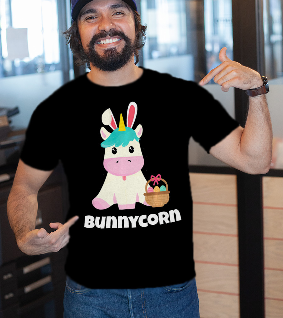 Bunnycorn Easter Unicorn With Bunny Ears And Basket T-Shirt