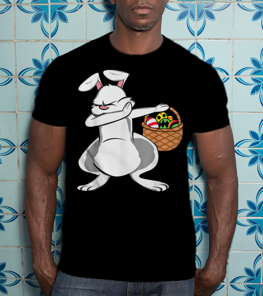 Easter Bunny Dab With Basket Of Colorful Eggs T-Shirt