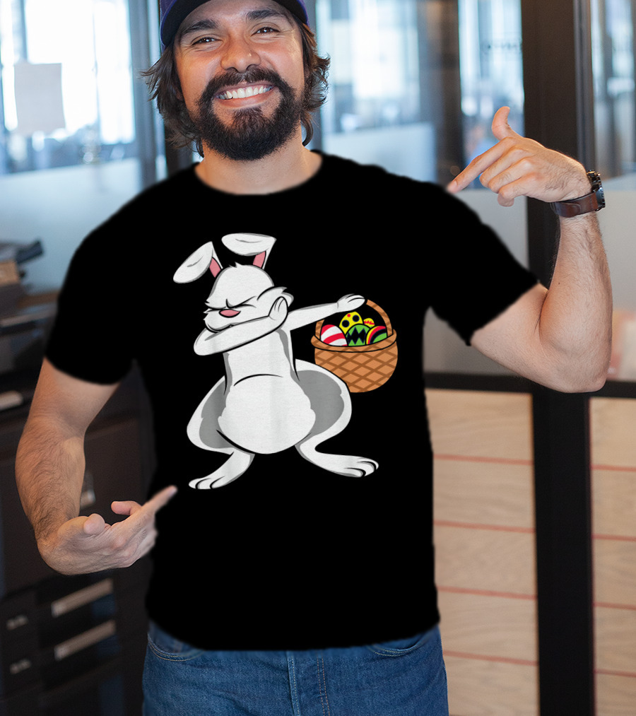 Easter Bunny Dab With Basket Of Colorful Eggs T-Shirt