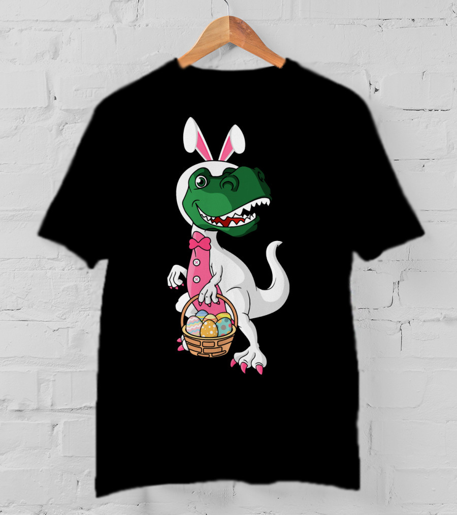 Funny Dinosaur Bunny Rex Easter Basket T-Shirt