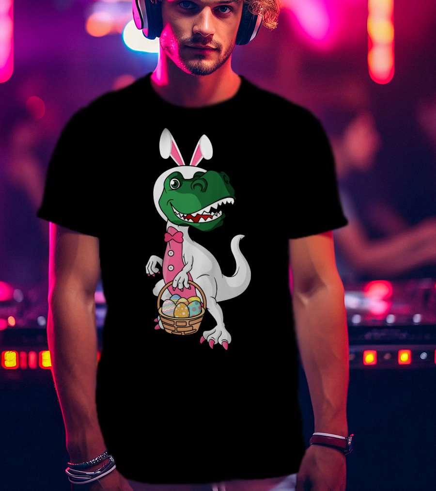 Funny Dinosaur Bunny Rex Easter Basket T-Shirt